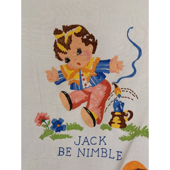 Baby Swaddle Cloth Nursery Rhyme Hand Painted 1967 34”x 45” - Picture 4 of 10
